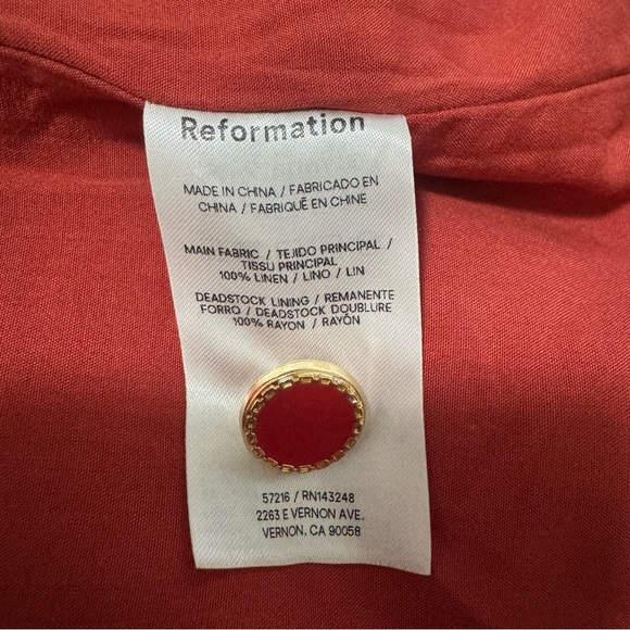 Reformation Aspen Linen Top  Red Vest Size 12 - Picture 10 of 11